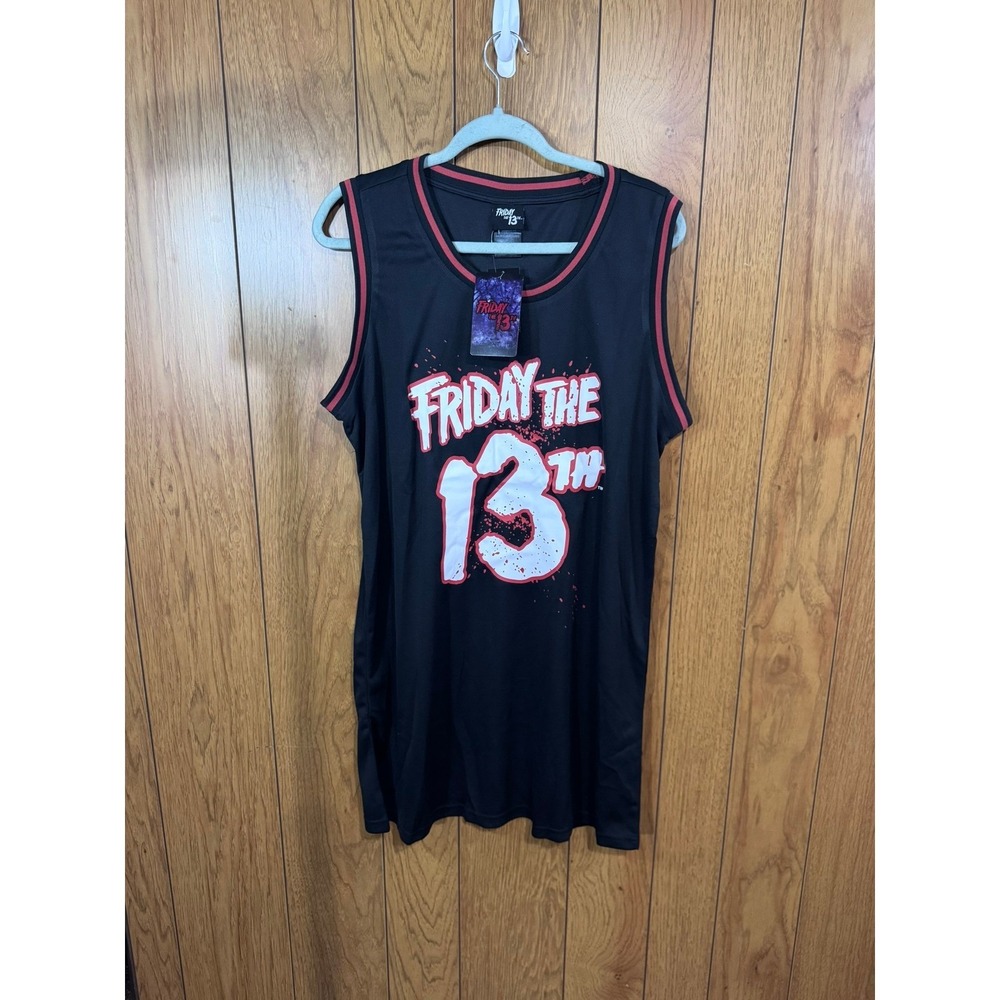 Friday the 13th Jason Lives Basketball Jersey Tank Top Dress Black Red 2XL NWT